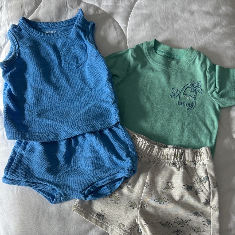 Carter's Blue and Green Shirt & Shorts Set 9-12 m